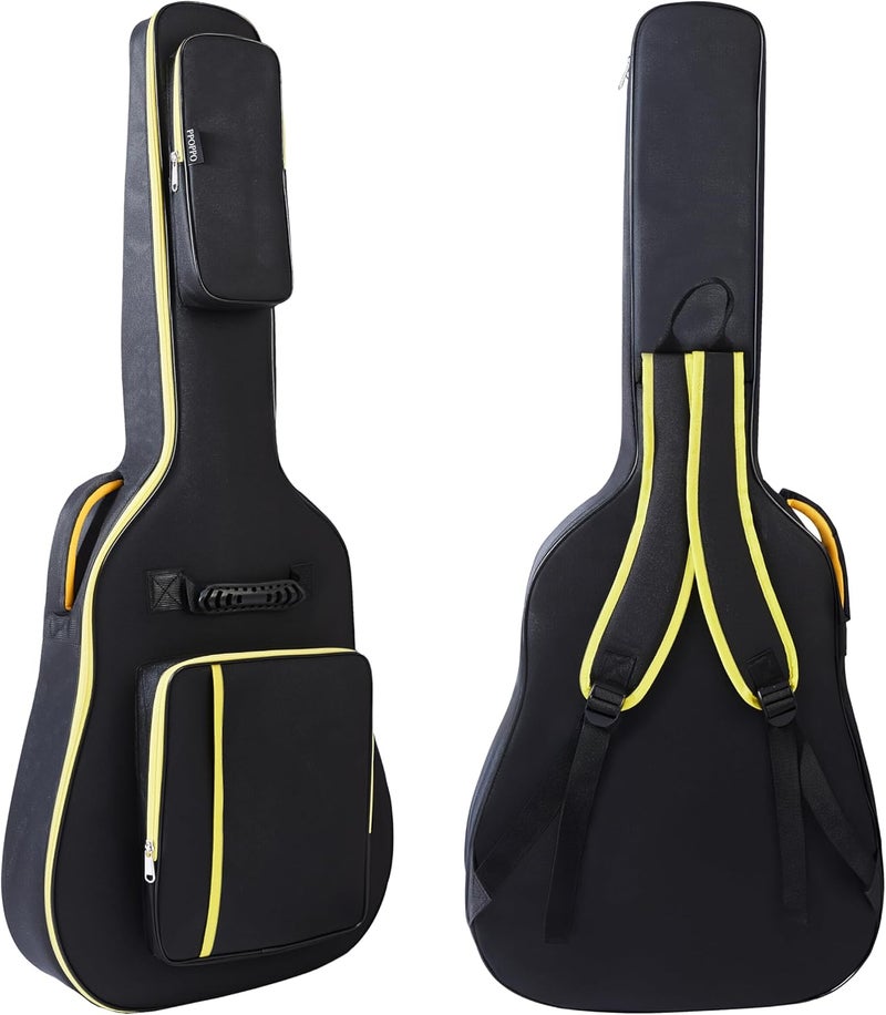PPOPPO 40/41/42" Acoustic Guitar Gig Bag (Fits 12 String & Dreadnought Guitars), 0.35" Thick Padded, 600D Waterproof Soft Guitar Backpack Case, 3 Pockets, Neck Fixed Strap & Adjustable Shoulder Straps - Image 1